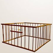Ancien parc pour enfant pliant en bois, 1950