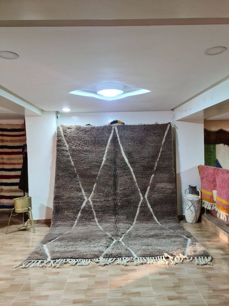 Berber Beni Ouarain Rug Taupe 300x200cm - Handmade