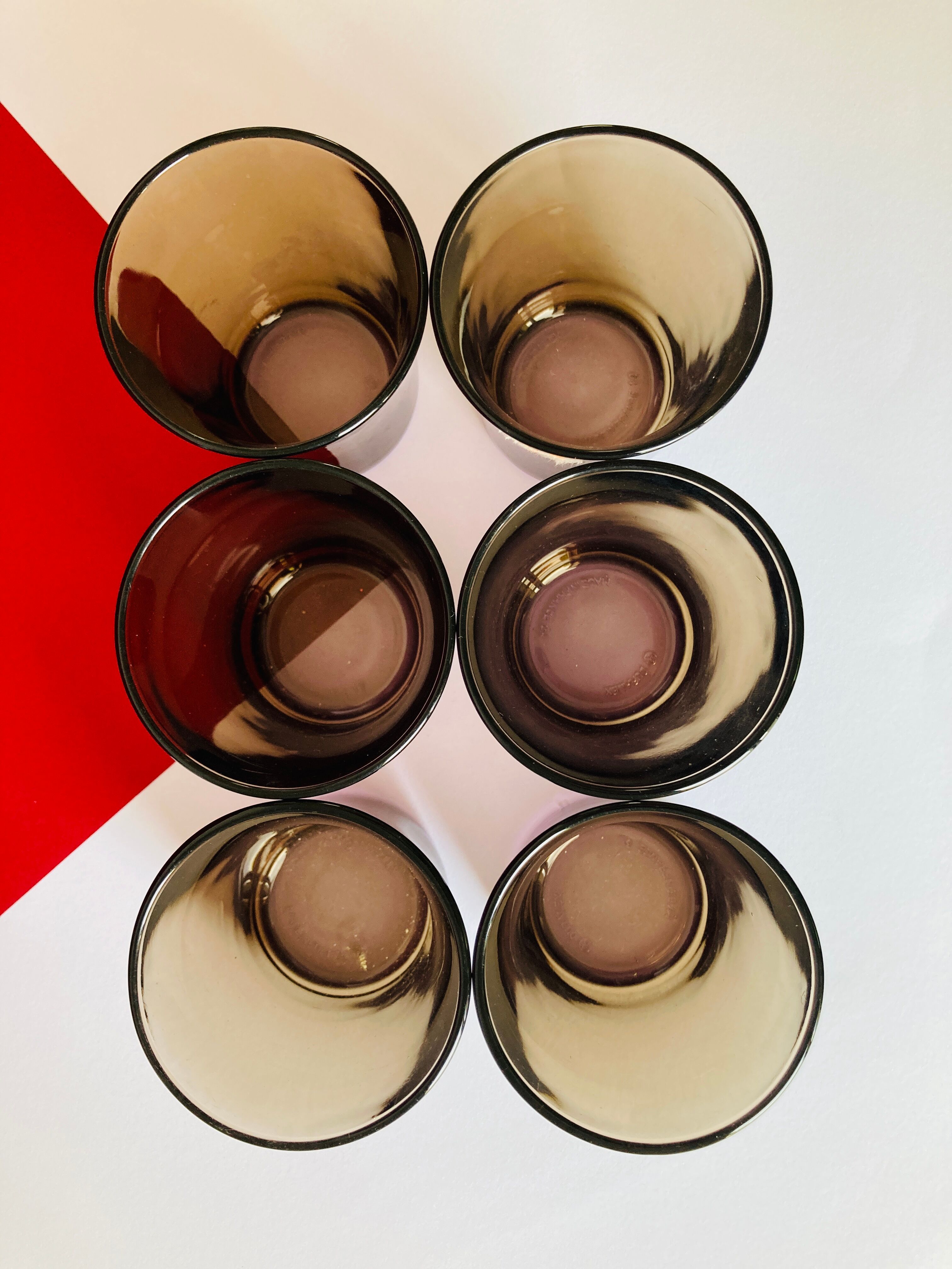 Lot of 6 smoked glasses duralex vintage 70s - retro - kitchen