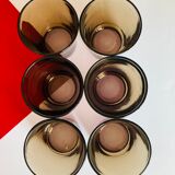 Lot of 6 smoked glasses duralex vintage 70s - retro - kitchen