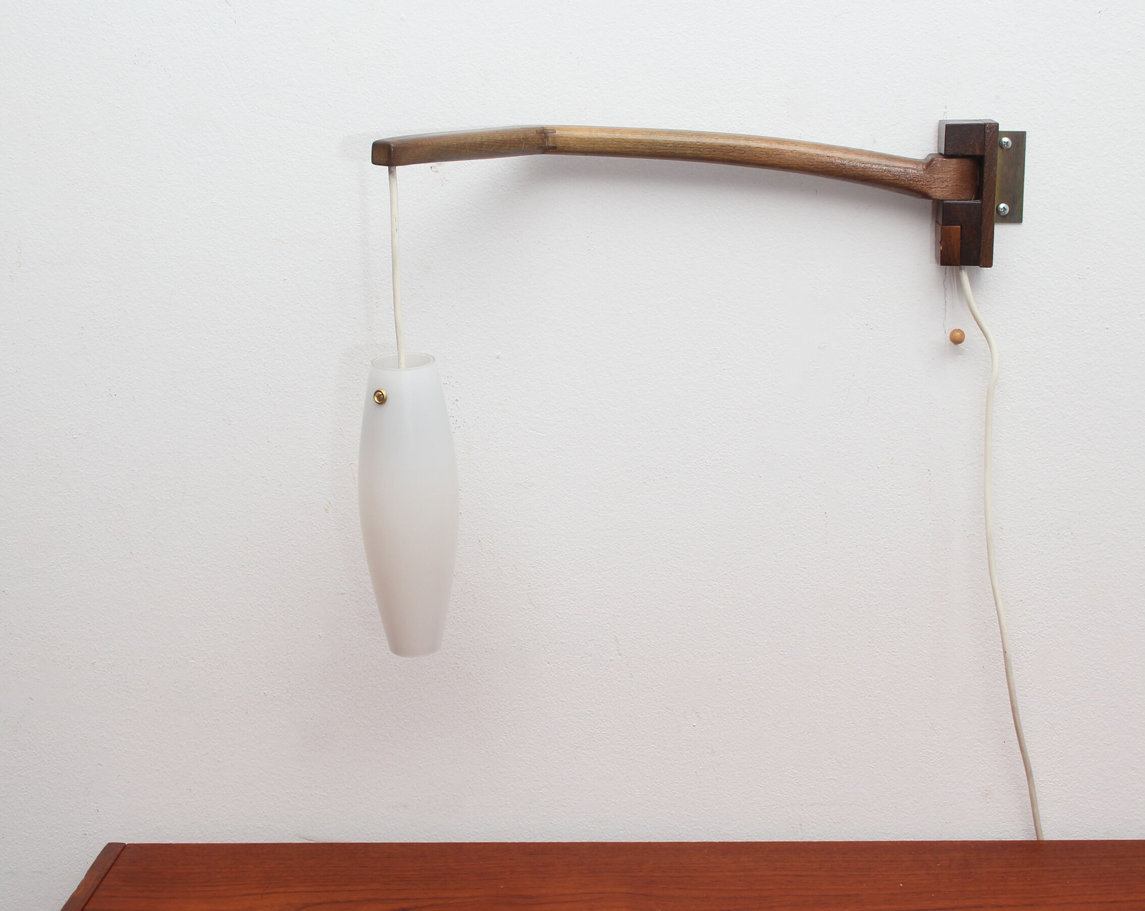 1960s boomerang wall lamp opaline glass