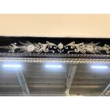 21st Century Venetian Black Floreal Hand-Carving Wall Mirror in Murano Glass