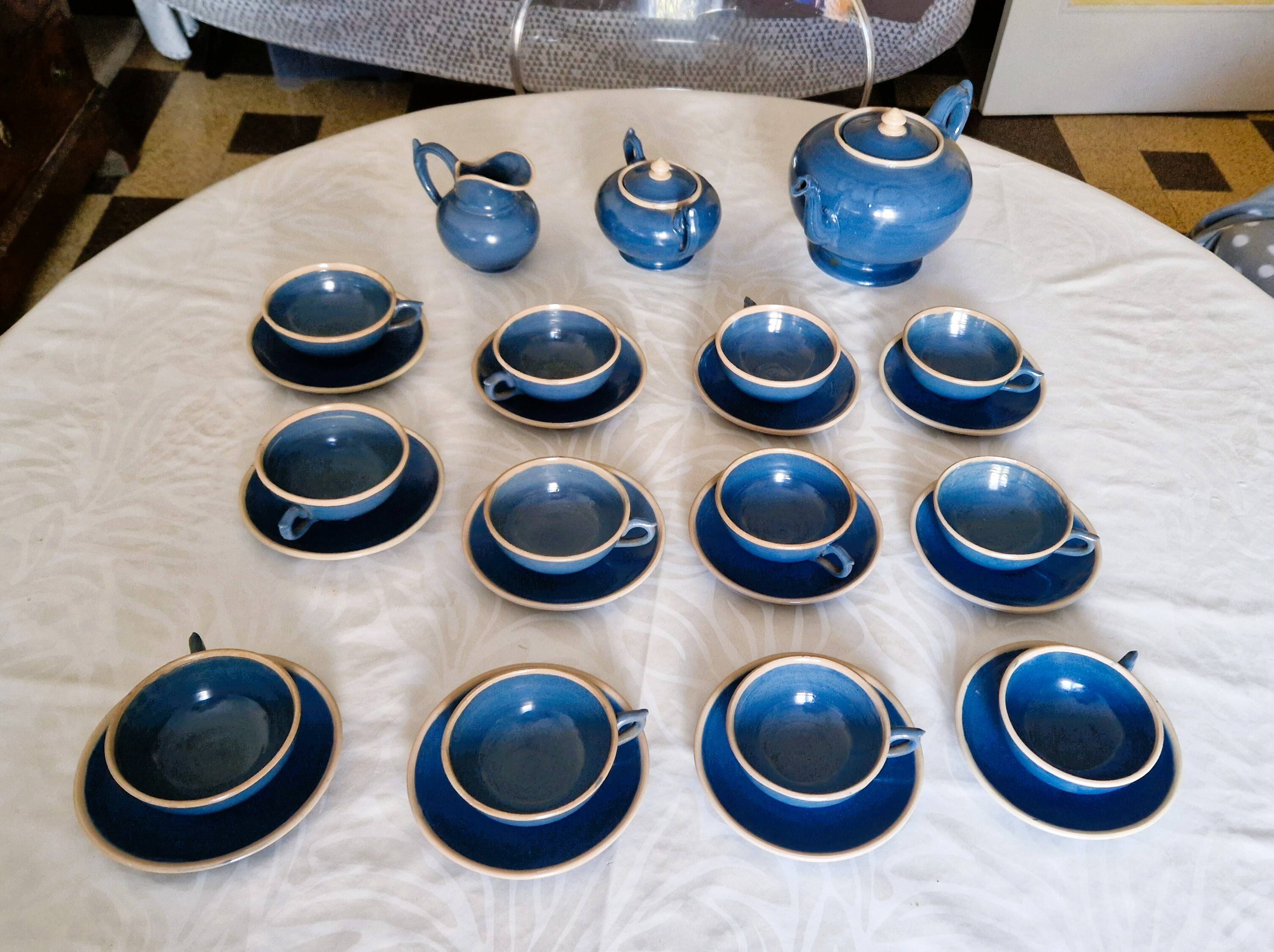 Ceramic tea service from the Pichon factory - Uzès