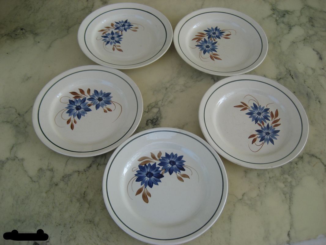 5 flat plates CREIL Montereau model Queen