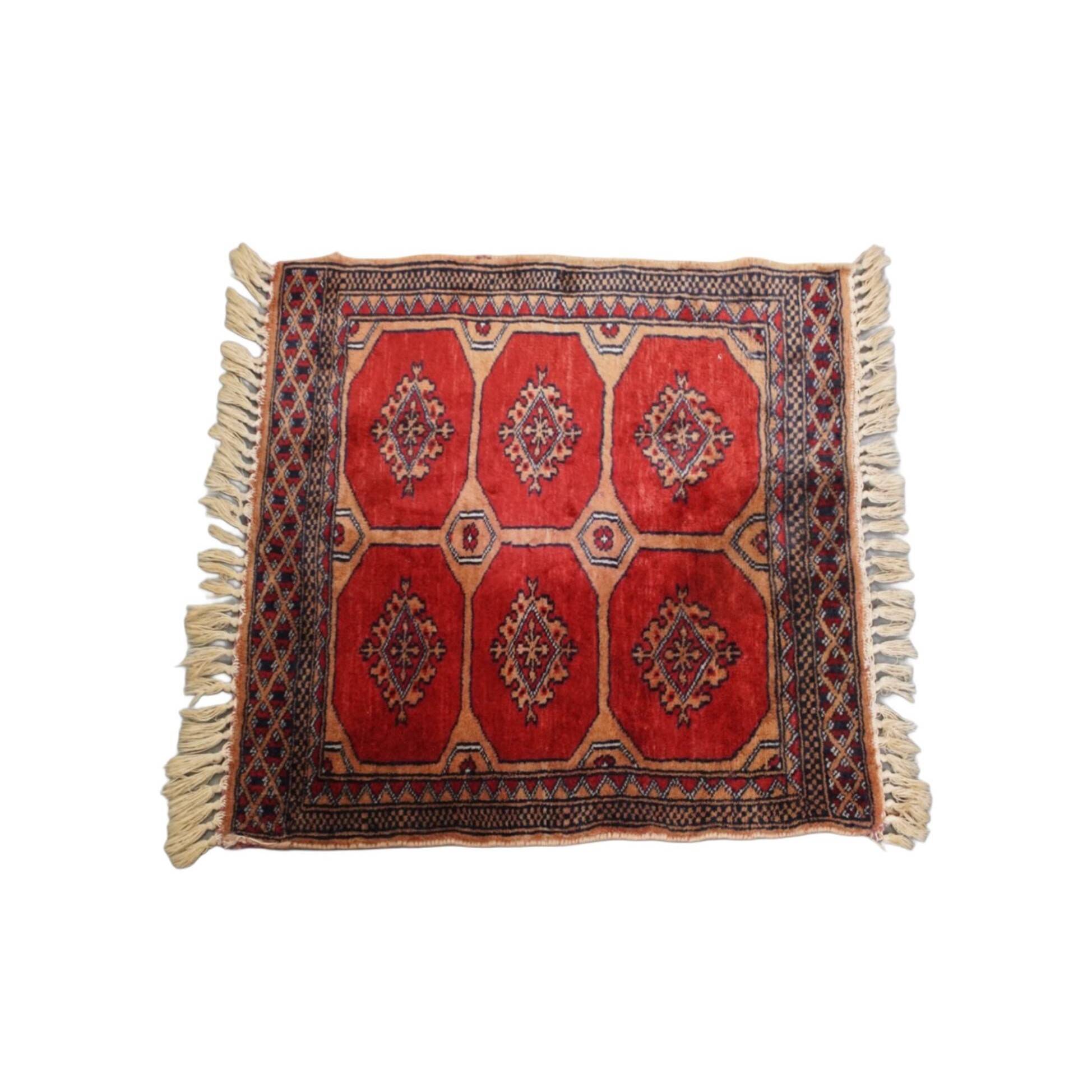 Hand-Knotted Square Rug – 63x61 cm