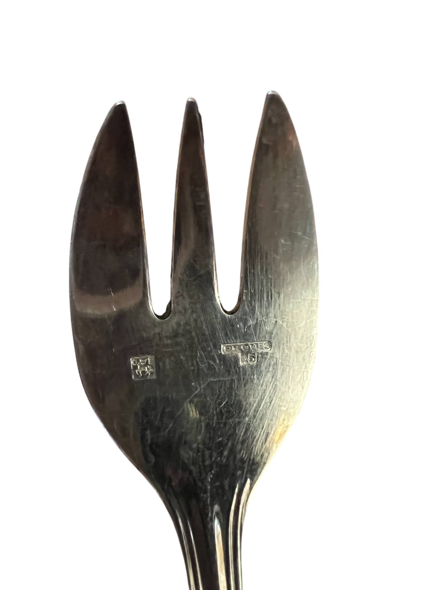 Set of 12 silver-plated metal dessert forks from the Nicolet Orléans brand