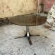 Adjustable coffee table in smoked glass, steel and stainless steel from the 70s