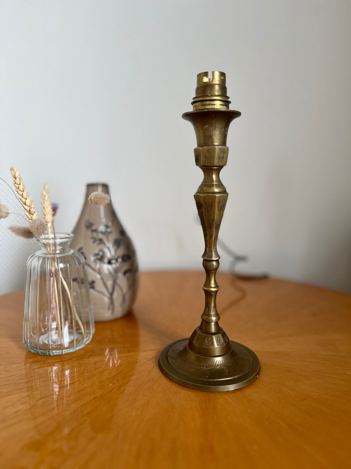 Golden brass candle holder lamp