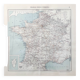 Old map of France in 1950, 43x43cm.
