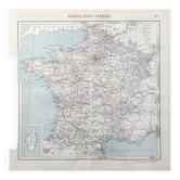 Old map of France in 1950, 43x43cm.