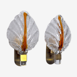 Pair of "leaf" wall lamps by Carl Fagerlund, Murano glass, Germany, 1970