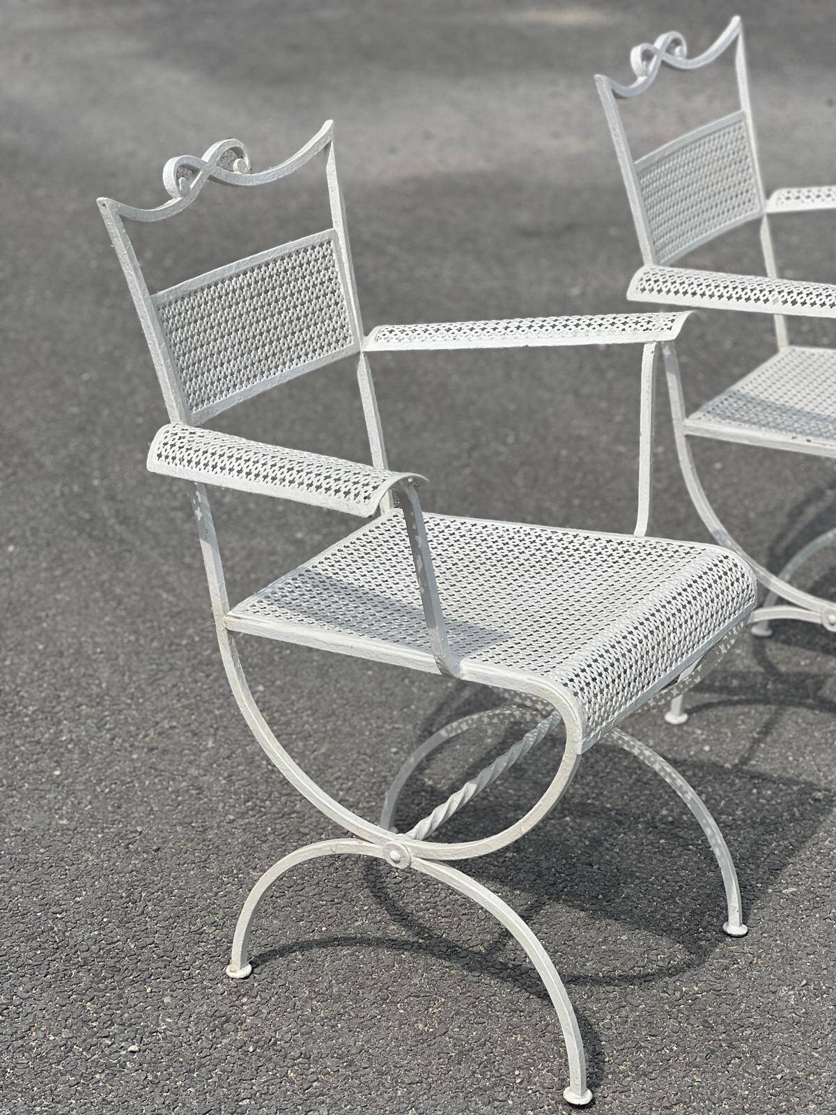 Garden set Maison Jansen in wrought iron 1960