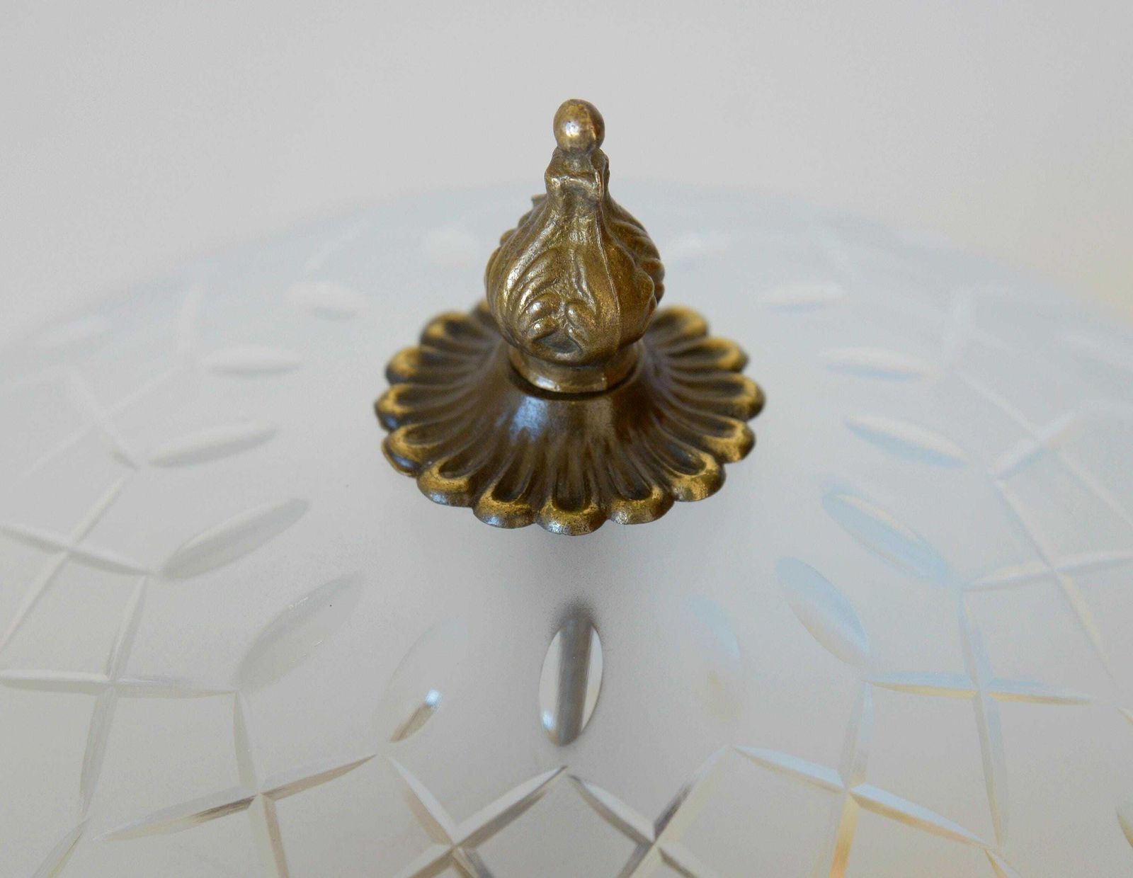 Vintage Art Deco Style Flush Mount Ceiling Light – Cut Glass & Brass.