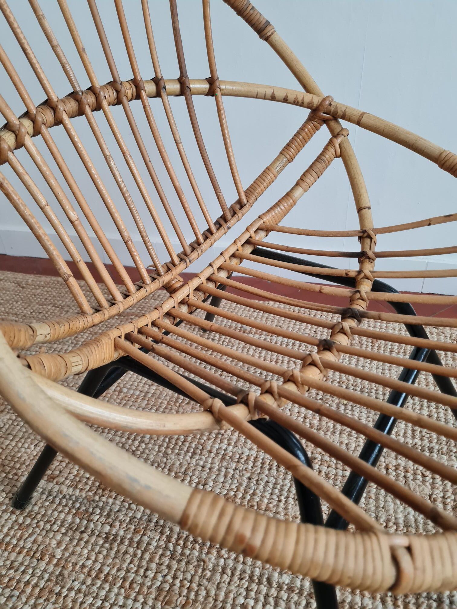 Vintage rattan shell armchair from the 60s