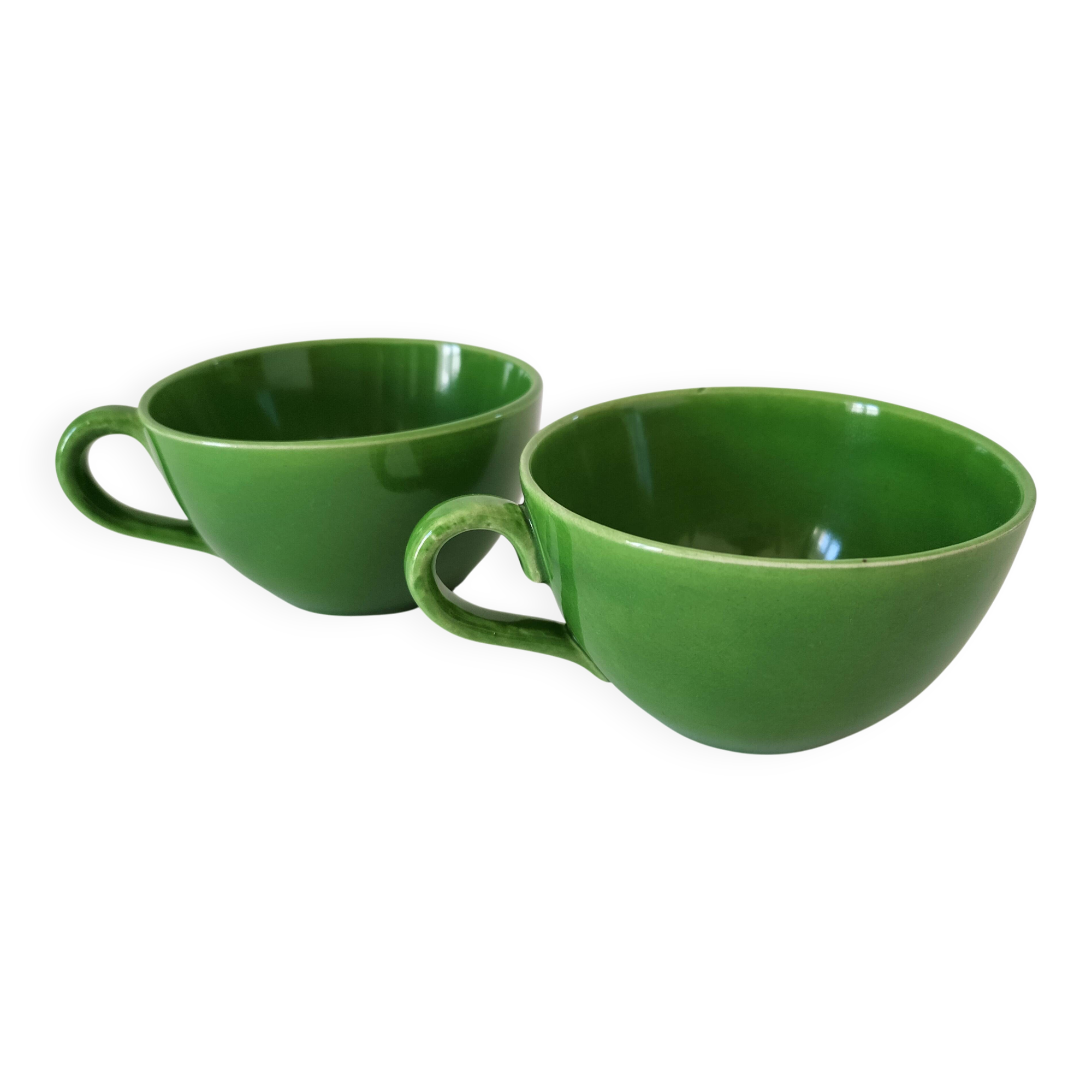 Vintage glazed ceramic cup duo