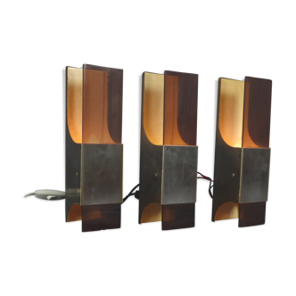 6 Raak brushed and plexi steel sconces, 1970's