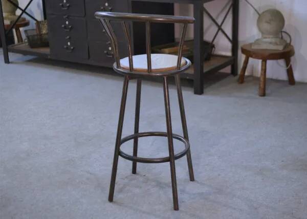 Industrial stool with oak seat, 1960s
