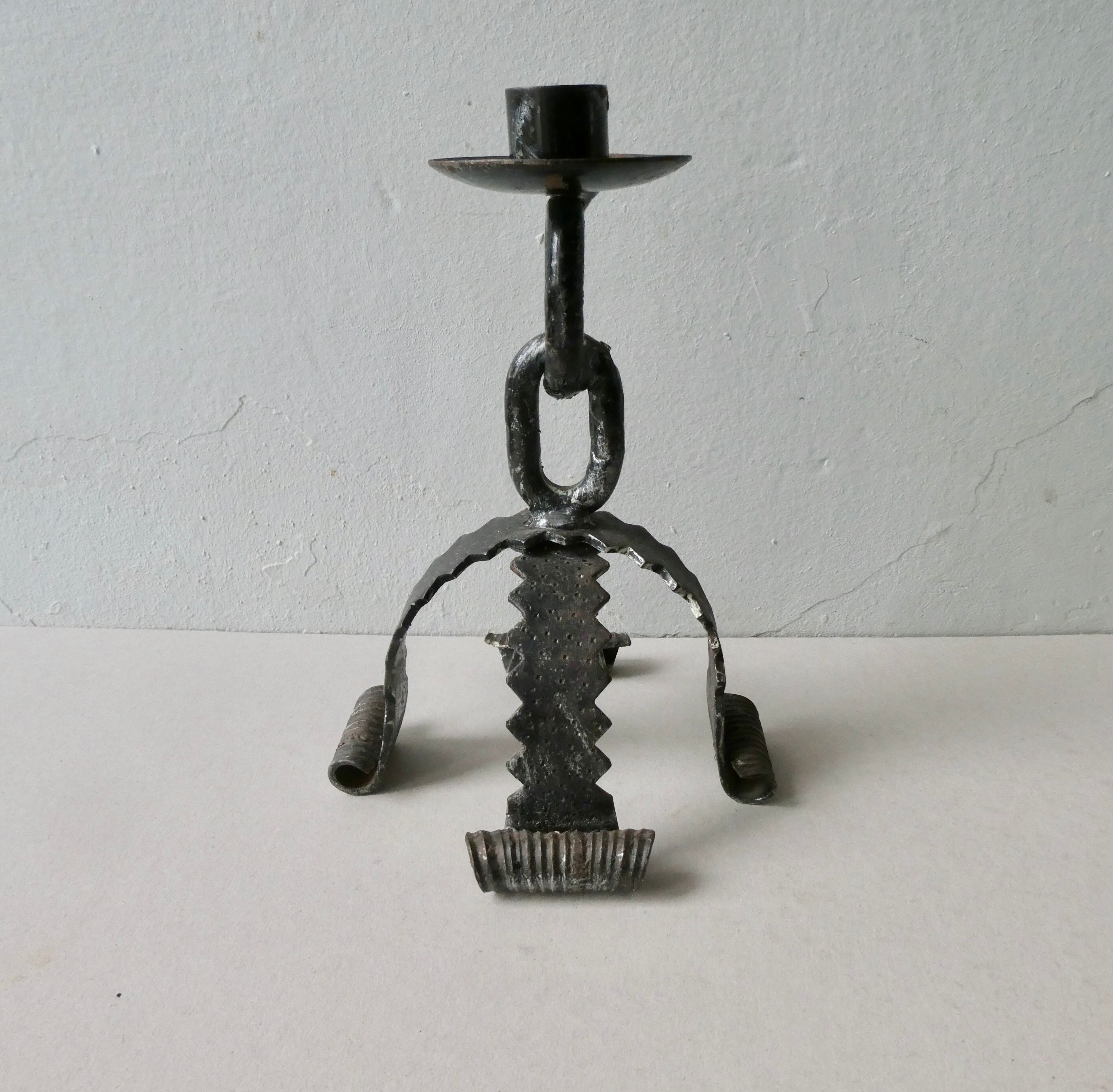 Wrought iron candle holder, brutalist, 60s-70s