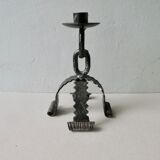 Wrought iron candle holder, brutalist, 60s-70s