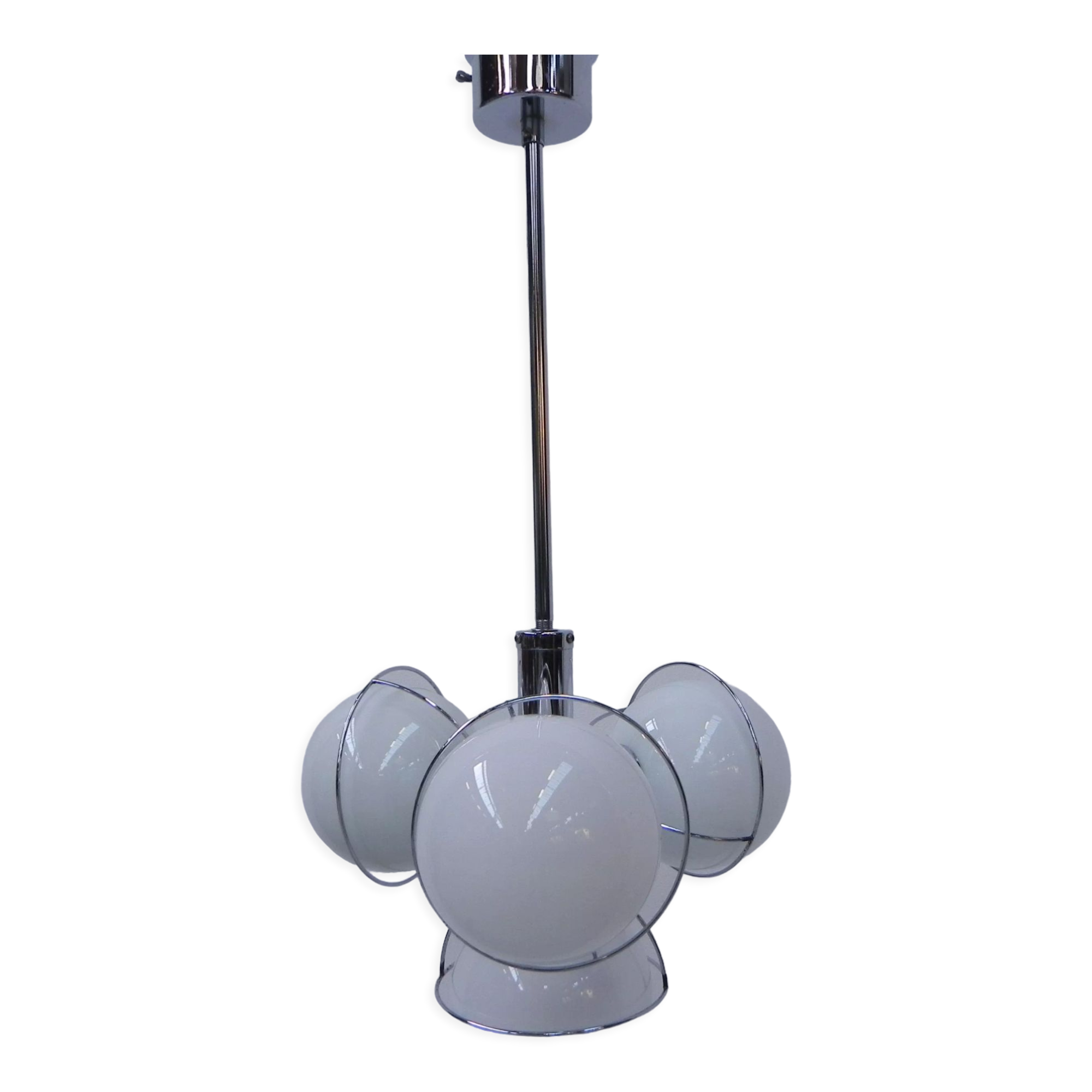 Vintage space age hanging lamp with 4 glass balls