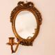 Pair of Swedish brass sconces with mirror