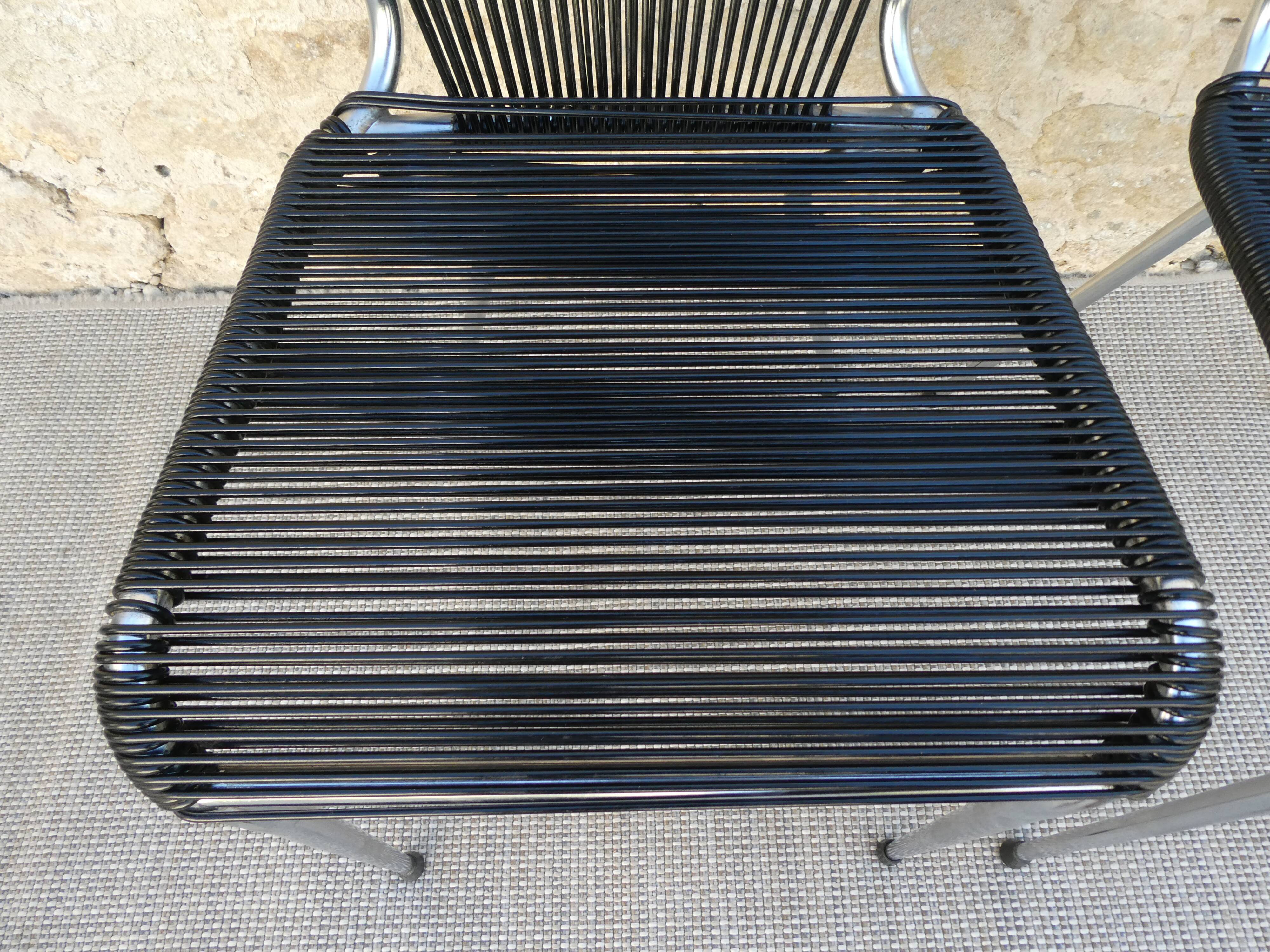 Ensemble de 4 chaises scoubidou des années 60
