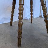 Vintage Tyrolean Heart Cutout Wooden Dining Chair / Bobbin-turned Legs