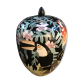 Vase chinois aux toucans et perroquets