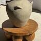 Mini minimalist stool with ball feet in teak H15 D35