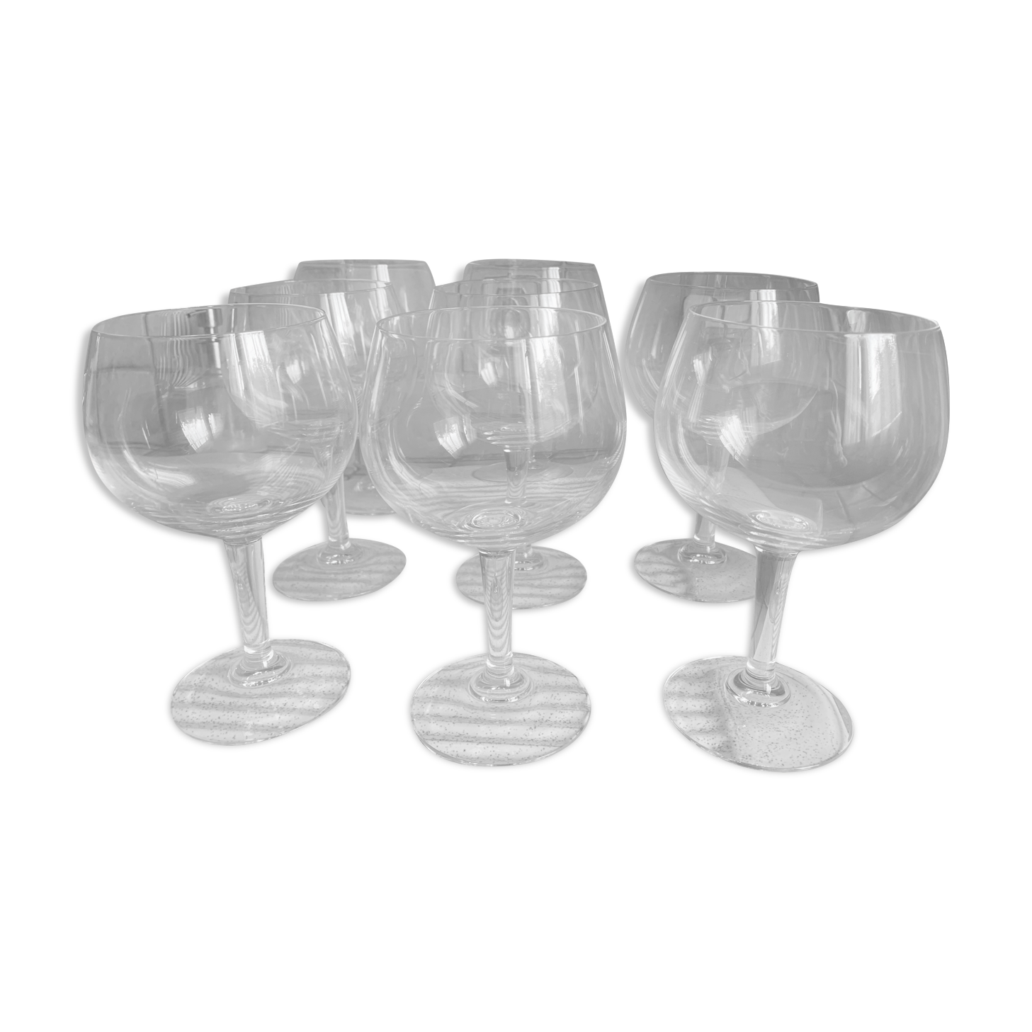 Set of 8 large crystal wine glasses