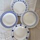 4 mismatched vintage blue and white earthenware soup plates - Set