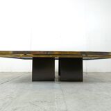 Table Basse en Laiton Gravé par Christian Heckscher, 1970s