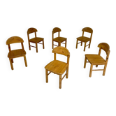 Set of 6 solid pine chairs in Scandinavian design by Reiner Daumiller.