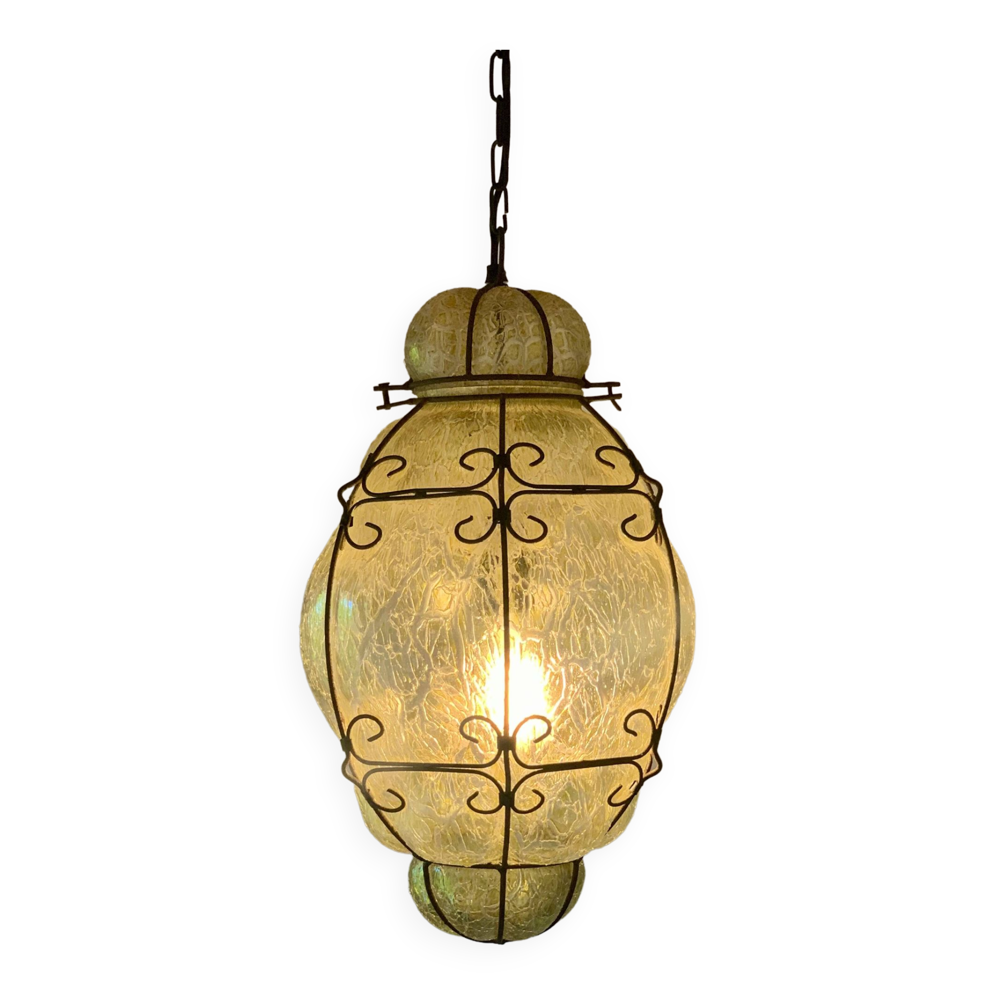 Large Venetian cage lantern in murano glass