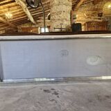 Vintage 3-seater canapé in brushed steel and brown velvet.