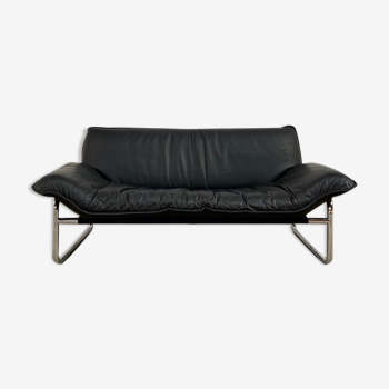 2-seater leather and chrome Sofa by Rodney Kinsman for OMK 1970's