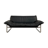 2-seater leather and chrome Sofa by Rodney Kinsman for OMK 1970's