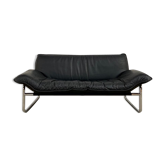 2-seater leather and chrome Sofa by Rodney Kinsman for OMK 1970's