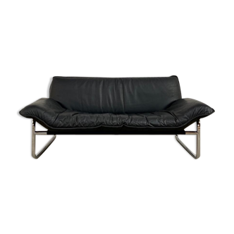 2-seater leather and chrome Sofa by Rodney Kinsman for OMK 1970's