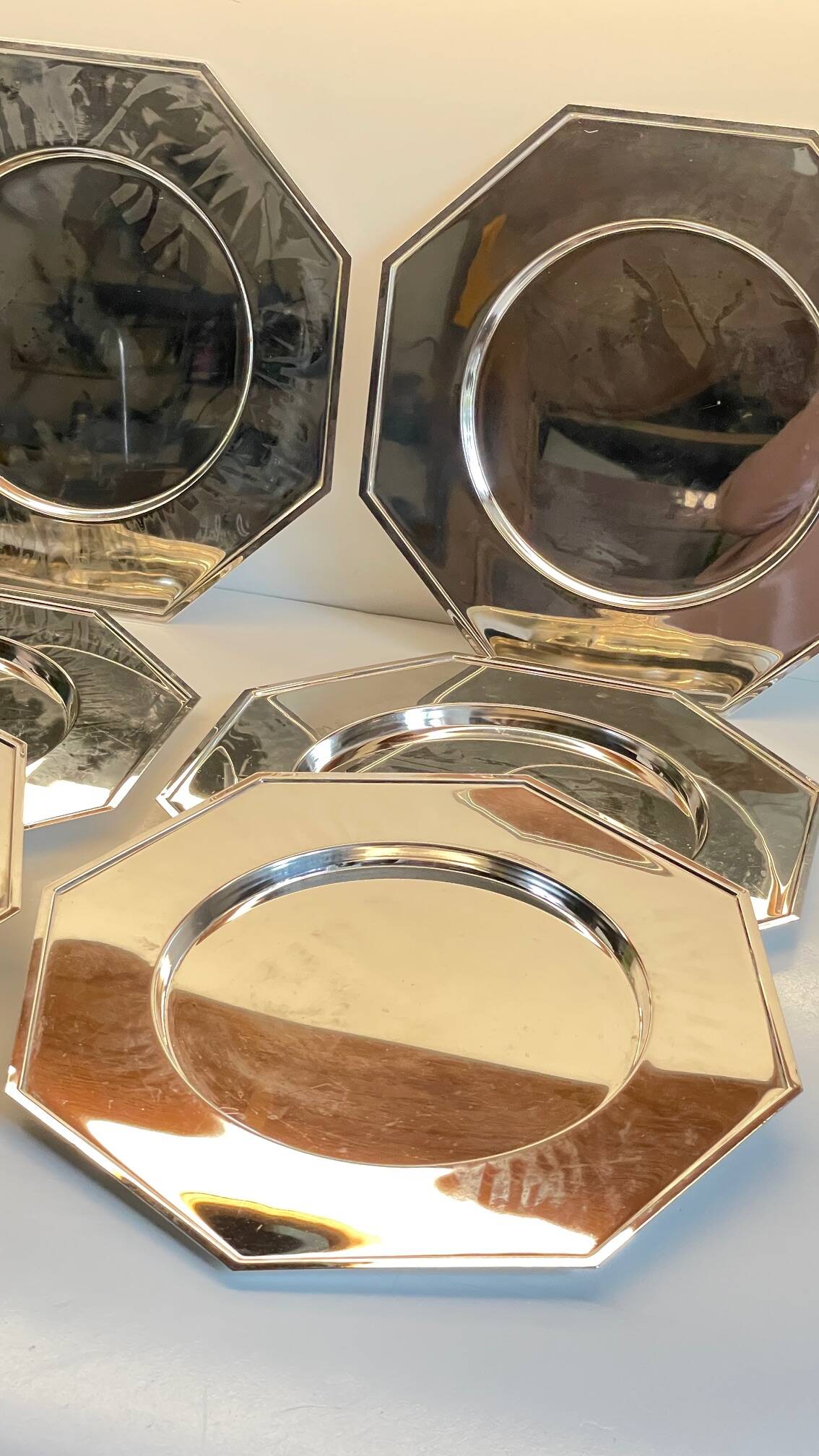 6 Vintage Silver-Plated Metal Plates and Dishes