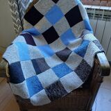 Hand knitted patchwork plaid