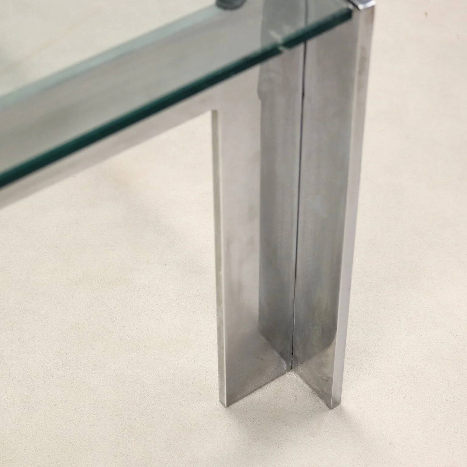 Vintage coffee table in metal and glass, Italian design from the 1970s.