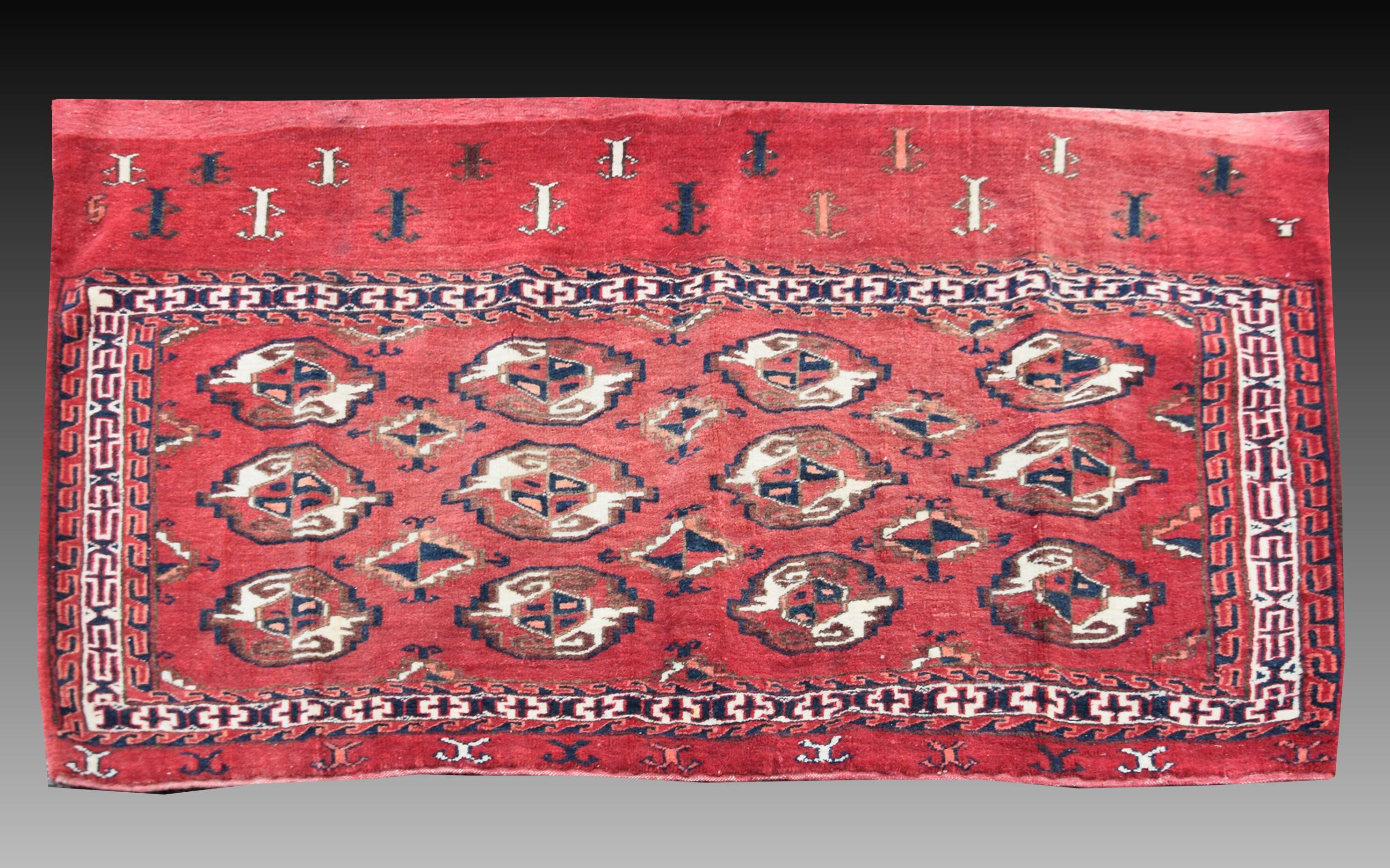 Tapis ancien Boukhara,  turkmen, selle du 19eme siècle"Galerie Sardje"