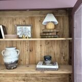 2-door solid wood display case - burgundy