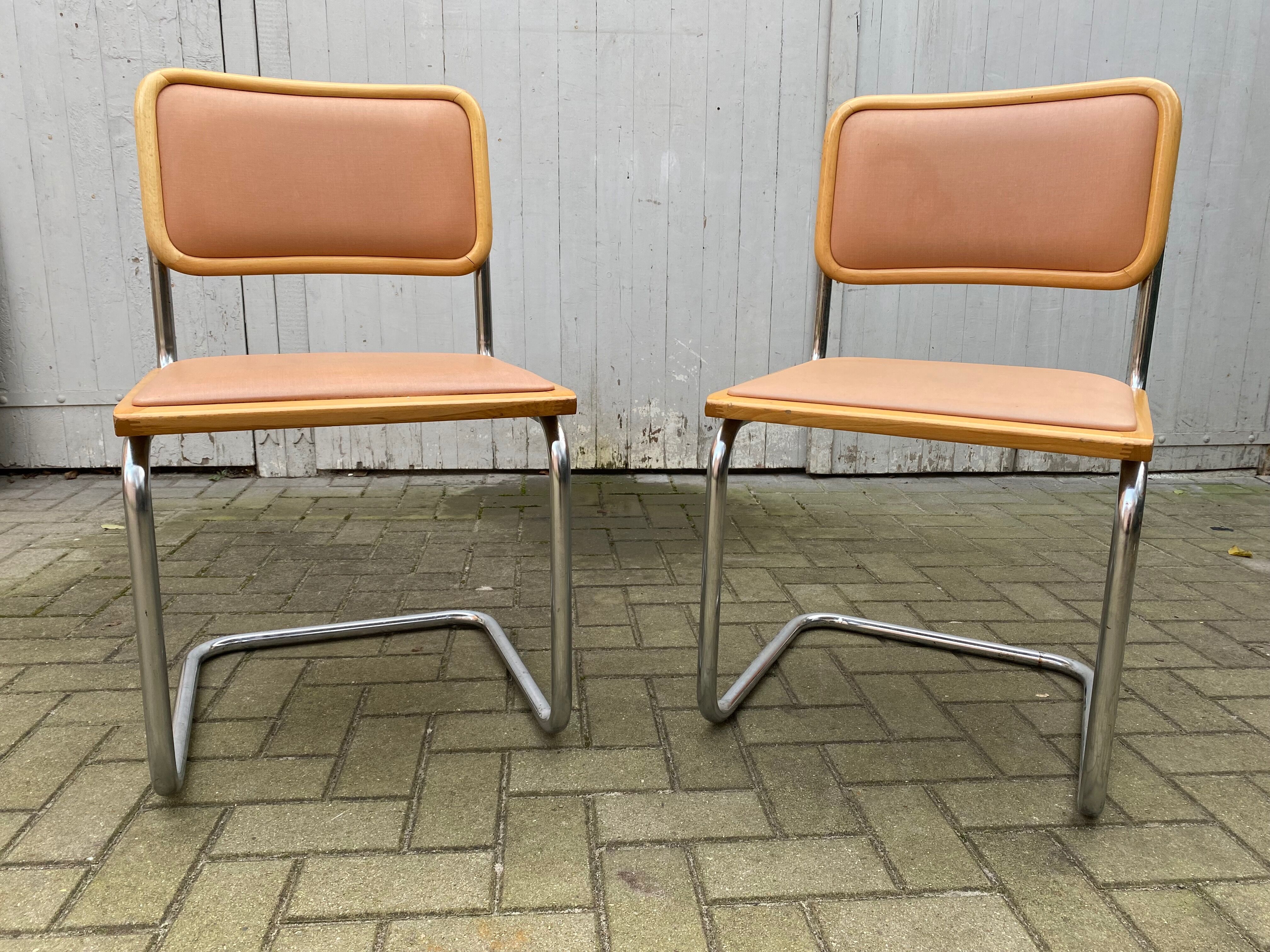 Pair of chairs by Marcel Breuer Cesca B32 skaï 1960