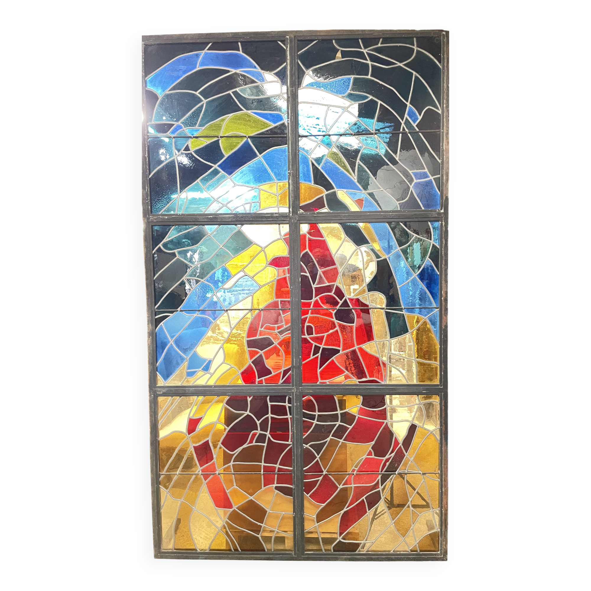 Contemporary art stained glass window by gérard hermet 280x160cm - maison lorin in char