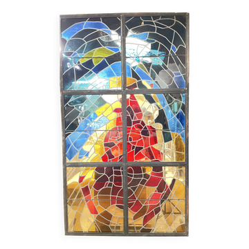 Contemporary art stained glass window by gérard hermet 280x160cm - maison lorin in char
