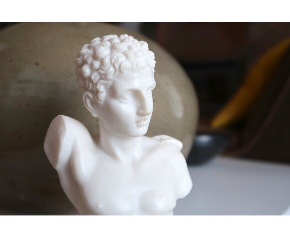 Buste Grec de Hermes en albâtre années 70