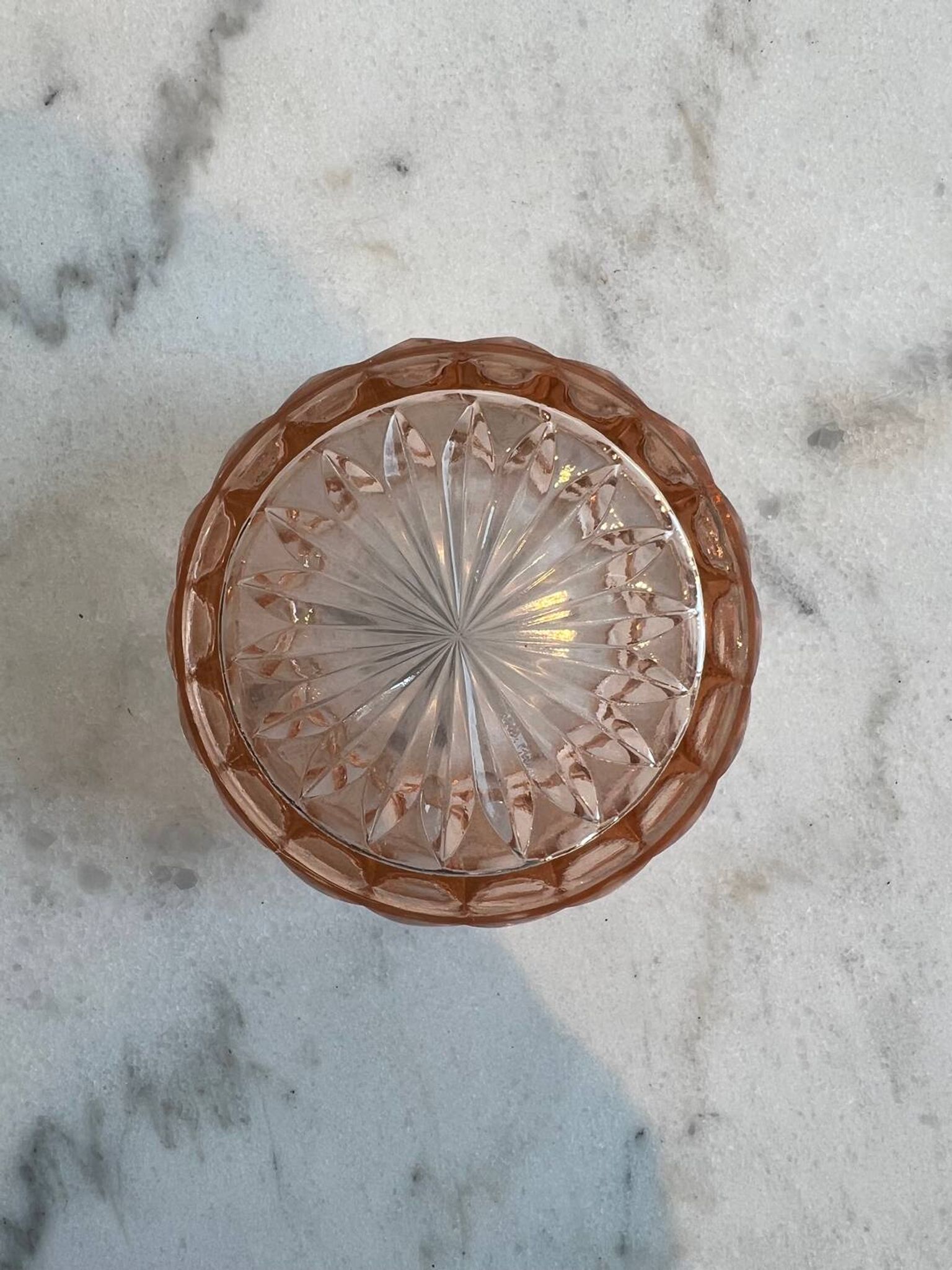 Small pink glass bowl