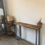 Console in solid acacia and steel legs